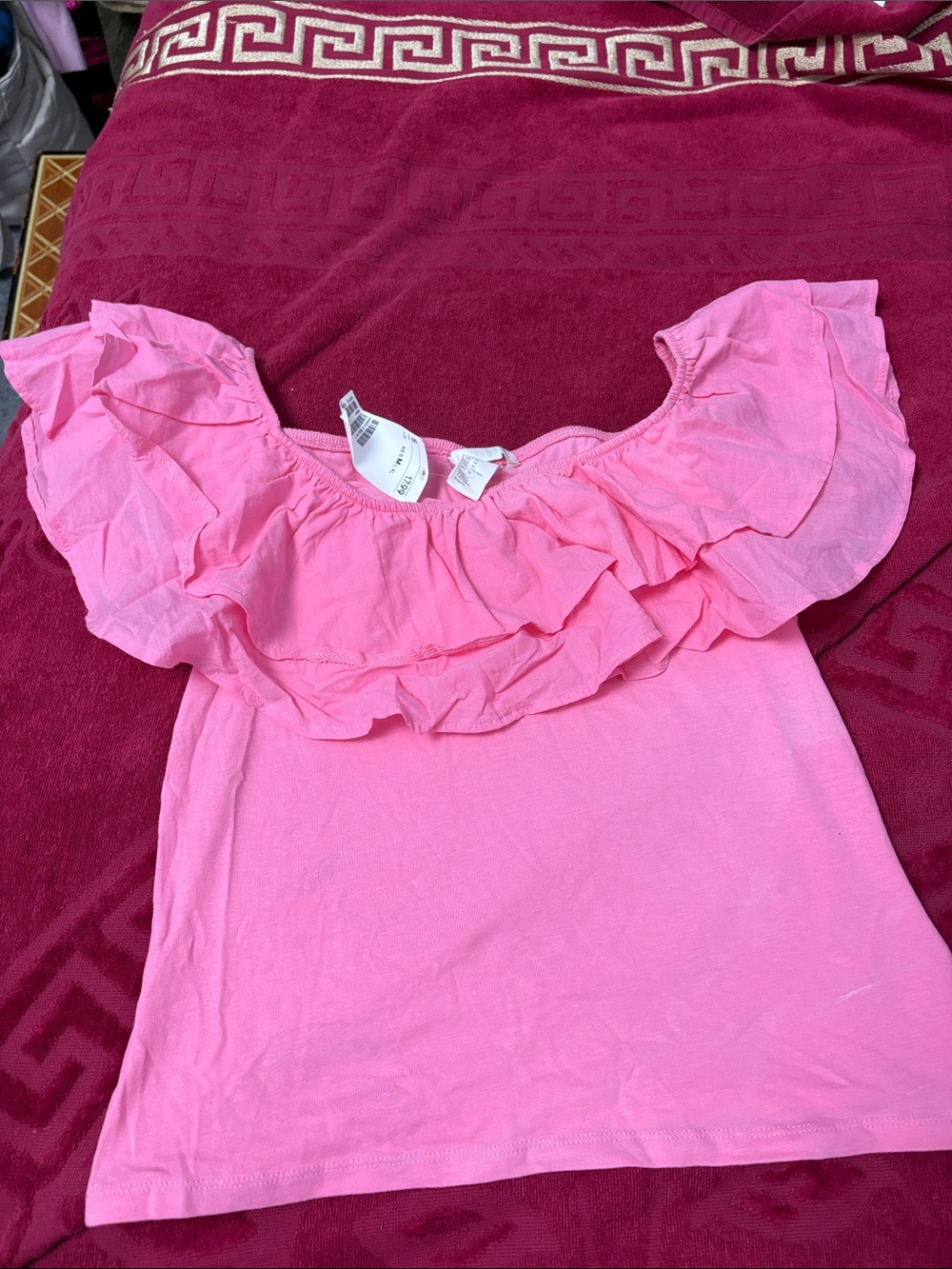H&M Pink Off-Shoulder Ruffle Top